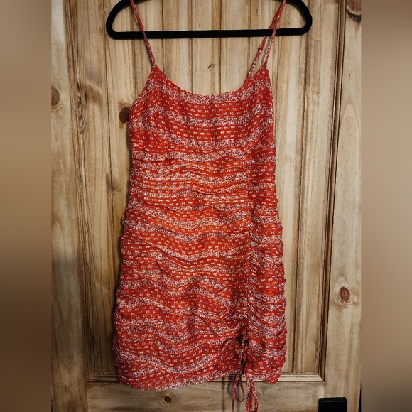 Floral Rouched Mini Dress - Red - Picture 3 of 6